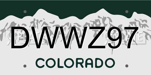 DWWZ97 Colorado License Plate