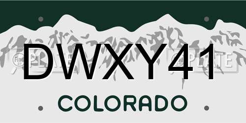 DWXY41 Colorado License Plate
