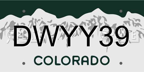 DWYY39 Colorado License Plate