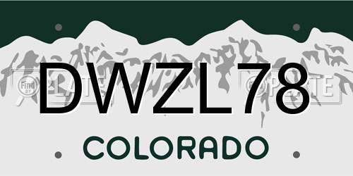 DWZL78 Colorado License Plate