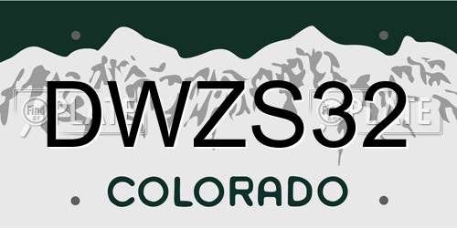 DWZS32 Colorado License Plate