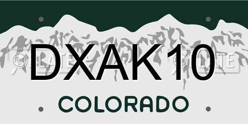 DXAK10 Colorado License Plate