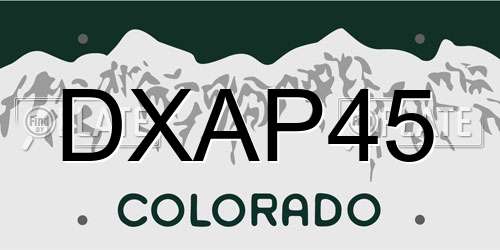 DXAP45 Colorado License Plate