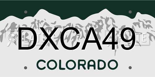 DXCA49 Colorado License Plate