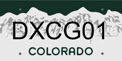 DXCG01 Colorado License Plate