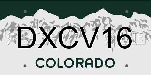 DXCV16 Colorado License Plate