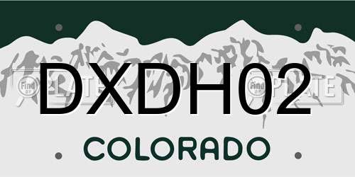 DXDH02 Colorado License Plate