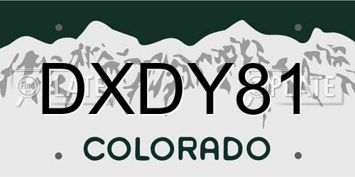 DXDY81 Colorado License Plate