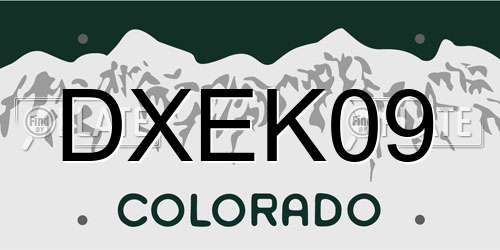 DXEK09 Colorado License Plate
