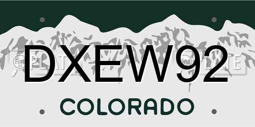 DXEW92 Colorado License Plate