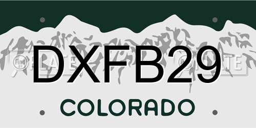 DXFB29 Colorado License Plate