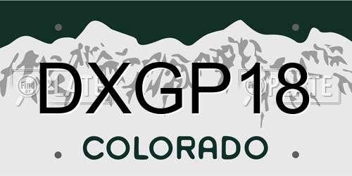 DXGP18 Colorado License Plate