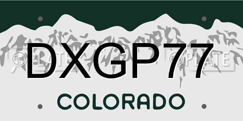 DXGP77 Colorado License Plate