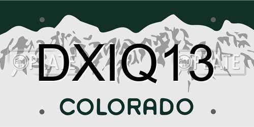 DXIQ13 Colorado License Plate