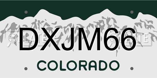 DXJM66 Colorado License Plate