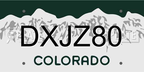 DXJZ80 Colorado License Plate