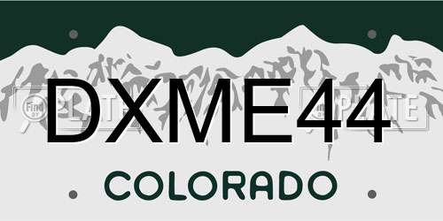 DXME44 Colorado License Plate