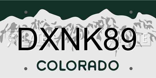 DXNK89 Colorado License Plate