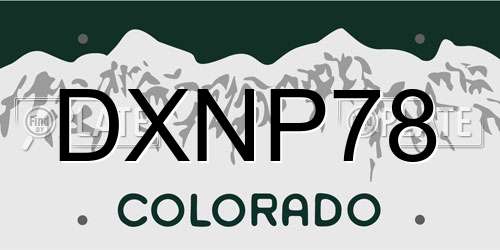 DXNP78 Colorado License Plate