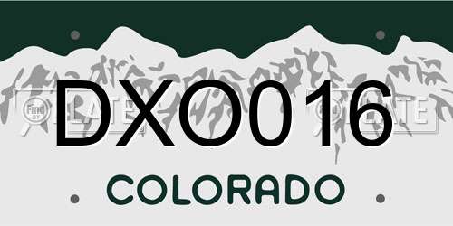 DXO016 Colorado License Plate