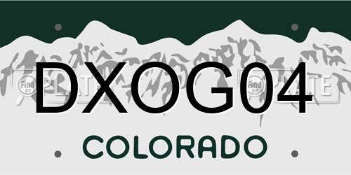 DXOG04 Colorado License Plate