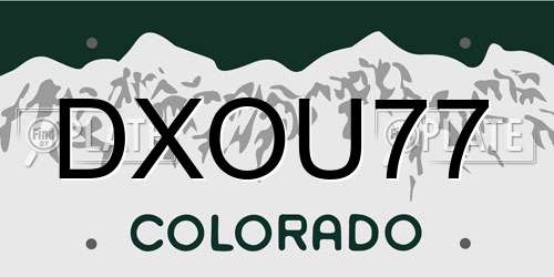 DXOU77 Colorado License Plate