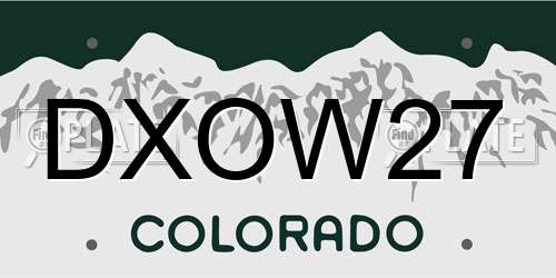 DXOW27 Colorado License Plate