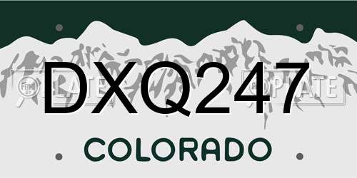 DXQ247 Colorado License Plate