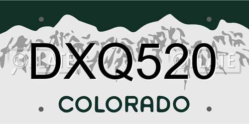 DXQ520 Colorado License Plate