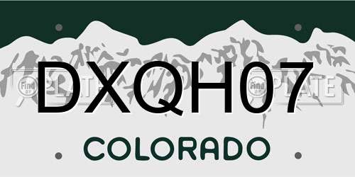 DXQH07 Colorado License Plate