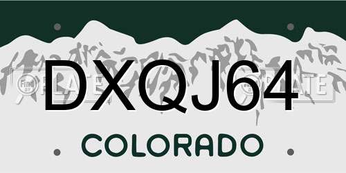 DXQJ64 Colorado License Plate