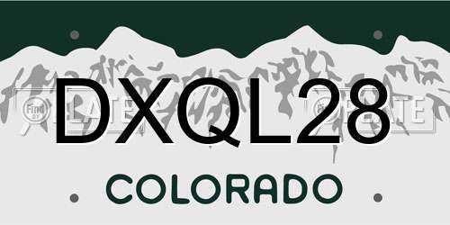DXQL28 Colorado License Plate