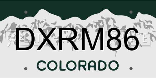 DXRM86 Colorado License Plate
