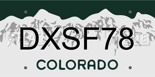 DXSF78 Colorado License Plate