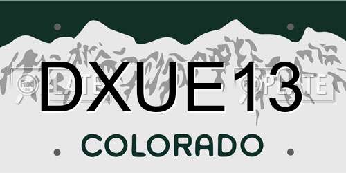 DXUE13 Colorado License Plate