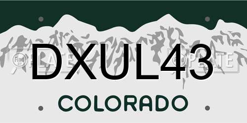 DXUL43 Colorado License Plate