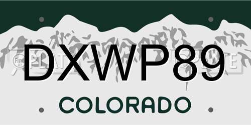 DXWP89 Colorado License Plate