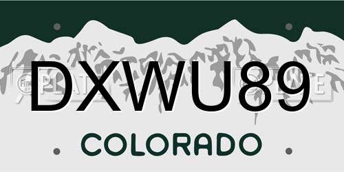 DXWU89 Colorado License Plate
