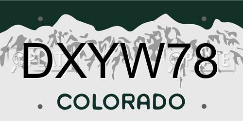DXYW78 Colorado License Plate
