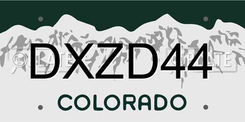 DXZD44 Colorado License Plate