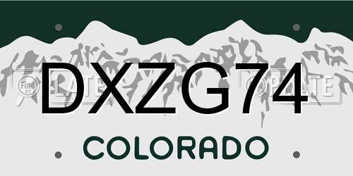 DXZG74 Colorado License Plate