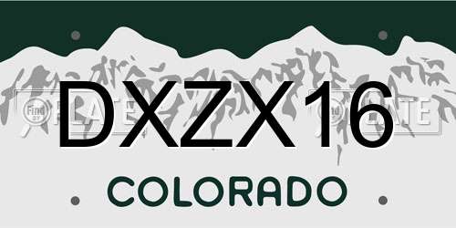 DXZX16 Colorado License Plate