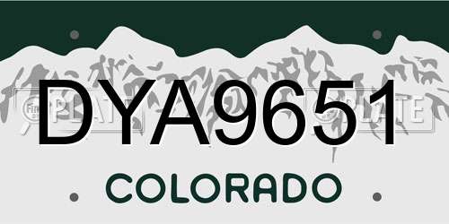 DYA9651 Colorado License Plate