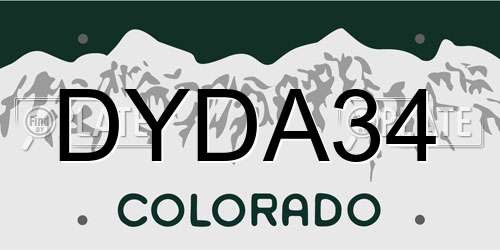 DYDA34 Colorado License Plate