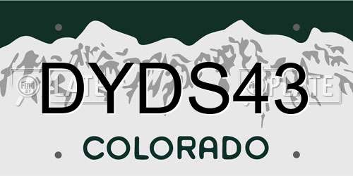 DYDS43 Colorado License Plate