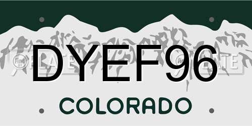 DYEF96 Colorado License Plate