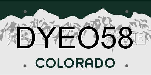 DYEO58 Colorado License Plate