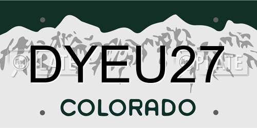 DYEU27 Colorado License Plate