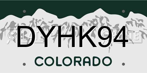 DYHK94 Colorado License Plate