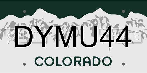 DYMU44 Colorado License Plate